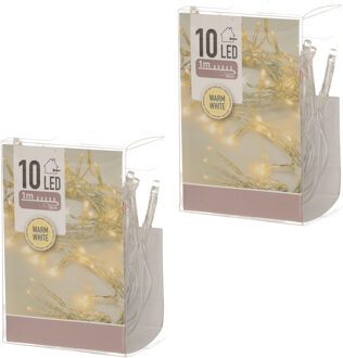 Kerstverlichting lichtsnoer - 3x - 10 led lampjes - warm wit - 1 meter - op batterij