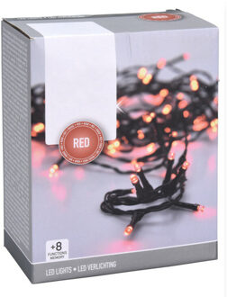 Kerstverlichting lichtsnoer 6 m - 80 LED lampjes rood