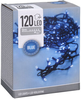 Kerstverlichting lichtsnoeren - 120 LED lampjes blauw - 9 m - voor binnen en buiten