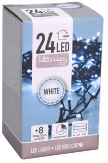 Kerstverlichting - op batterij - helder wit? - 24 leds- 180 cm