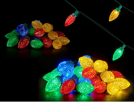 Kerstverlichting/party lights 25x gekleurde LED lampjes 500 cm op batterijen Multi