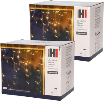 Kerstverlichting - Set van 2x stuks - 400 lampjes - warm wit - knipper functie - ijspegel lampjes