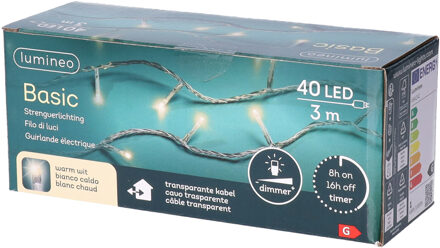 Kerstverlichting - transparant - 40 lampjes - warm wit - 300 cm