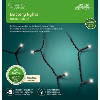 Kerstverlichting twinkle op batterij warm wit buiten 192 lampjes - boomverlichting