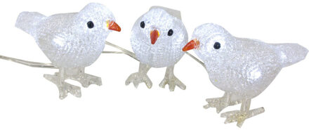 Kerstverlichting - vogeltjes - 3 stuks - LED - warm wit - op batterijen - 15 cm