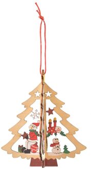 Kerstversiering Holle Drie-Dimensionale Sneeuwvlok Ornamenten Houten Christus Voor Thuis Xmas Nieuwjaar Cadeaus Decor B