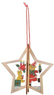 Kerstversiering Holle Drie-Dimensionale Sneeuwvlok Ornamenten Houten Christus Voor Thuis Xmas Nieuwjaar Cadeaus Decor