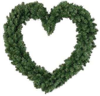 Kerstversiering kerstkrans hart groen 50 cm - Kerstkransen