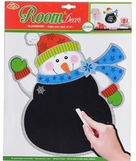 Kerstversiering muursticker sneeuwpopje 31 x 38 cm met beschrijfbaar vlak