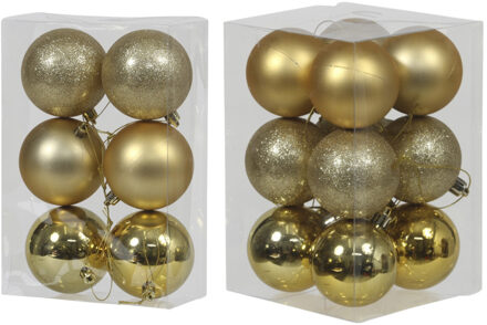 Kerstversiering set kerstballen goud 6 - 8 cm - pakket van 54x stuks - Kerstbal Goudkleurig