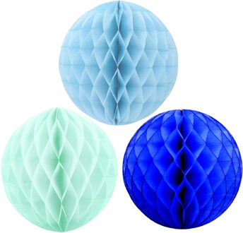 Kerstversiering set van 6x papieren kerstballen 10 cm mintgroen lichtblauw en blauw - Kerstbal Multikleur