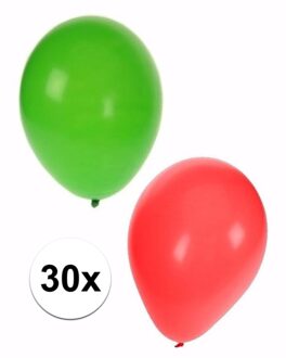 Kerstviering versiering ballonnen rood/groen 30 stuks