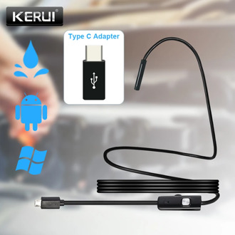 KERUI USB Mini Endoscope Camera with TYPE C Adapter Flexible Cable Snake Borescope Inspection Camera for Android Smartphone PC