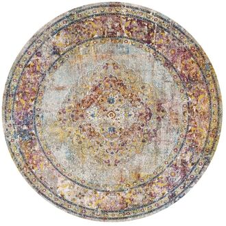 Keshan Vintage Rond Vloerkleed Multi / Beige Laagpolig - 133 CM ROND