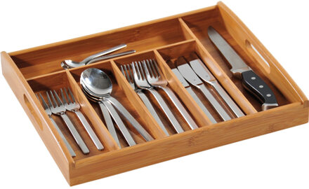 Kesper 1x Bamboe houten bestekbakken/inzetbakken met handvatten 32 x 38 cm