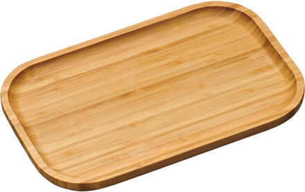 Kesper 1x Bamboe houten dienbladen 20 x 30 cm met opstaande rand - Dienbladen Bruin