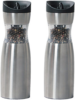 Kesper 2x stuks elektrische peper/zout molens rvs 20 cm