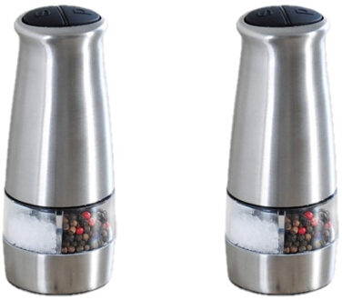Kesper 2x stuks peper- en zoutmolen - elektrisch - 17,5 cm - pepermolen - zoutmolen