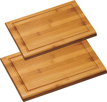 Kesper Bamboe houten snijplanken voordeel set in 2 verschillende formaten - Snijplanken Bruin