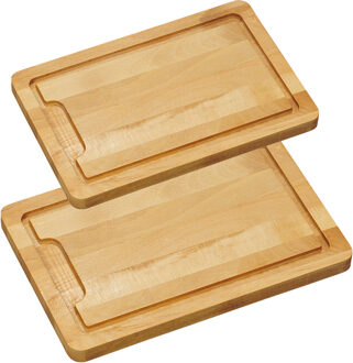 Kesper Beuken houten snijplanken voordeel set in 2 verschillende formaten - Snijplanken Bruin