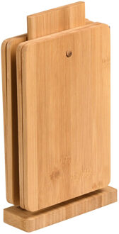Kesper Brood en Ontbijtplankjes set - 4x stuks - bamboehout - 21 x 14 cm - lichtbruin - in standaard