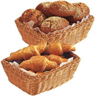 Kesper Brood/fruit mandje - 2x - lichtbruin - rechthoek - L28 x B20 x H11 cm - broodmandjes - broodmand