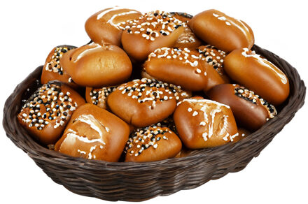 Kesper Brood/fruit mandje - gevlochten kunststof - donkerbruin - ovaal - L24 x B20 x H6 cm - broodmand