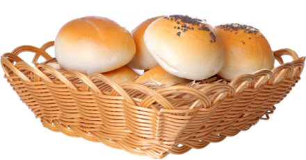 Kesper Brood/fruit mandje - gevlochten kunststof - lichtbruin - vierkant - L29 x B29 x H9 cm - broodmand