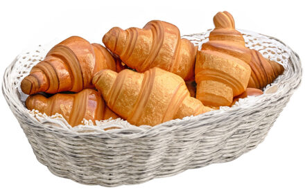 Kesper Brood/fruit mandje - gevlochten kunststof - lichtgrijs - ovaal - L24 x B20 x H6 cm - broodmand