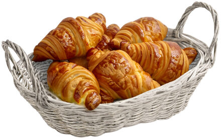 Kesper Brood/fruit mandje - gevlochten kunststof - lichtgrijs - ovaal - L29 x B18 x H13 cm - broodmand