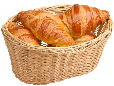 Kesper Brood/fruit mandje - gevlochten kunststof - naturel - ovaal - L28 x B21 x H13 cm - broodmand