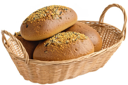 Kesper Brood/fruit mandje - gevlochten kunststof - naturel - ovaal - L29 x B18 x H13 cm - broodmand