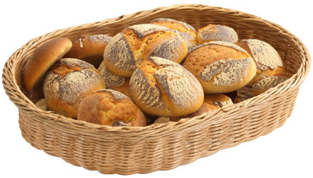 Kesper Brood/fruit mandje - gevlochten kunststof - naturel - ovaal - L40 x B30 x H8 cm - broodmand/fruitman