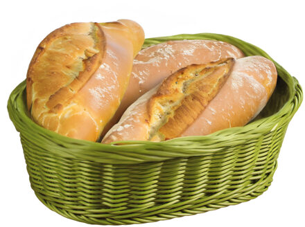 Kesper Brood/fruit mandje - gevlochten kunststof - olijfgroen - ovaal - L29 x B23 x H9 cm - broodmand
