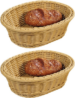 Kesper broodmand - 2x - lichtbruin - gevlochten - ovaal - 20 x 25 x 8,5 cm