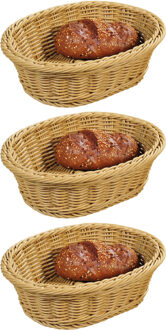 Kesper broodmand - 3x - lichtbruin - gevlochten - ovaal - 20 x 25 x 8,5 cm