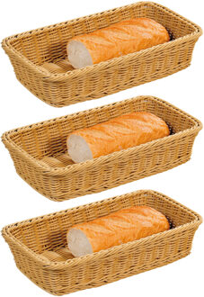 Kesper Broodmand - 3x - rotan - rechthoekig - 20 x 35 x 7,5 cm - fruitmanden