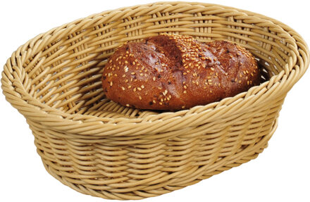 Kesper broodmand - lichtbruin - gevlochten - ovaal - 20 x 25 x 8,5 cm