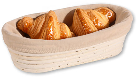 Kesper Broodmandje speciaal voor afbakbroodjes - nagaren/niet uitdrogen - met hoes - L28 x B15 x H8 cm Licht beige