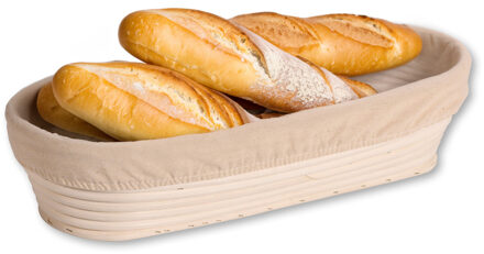 Kesper Broodmandje speciaal voor afbakbroodjes - nagaren/niet uitdrogen - met hoes - L35 x B15 x H8 cm