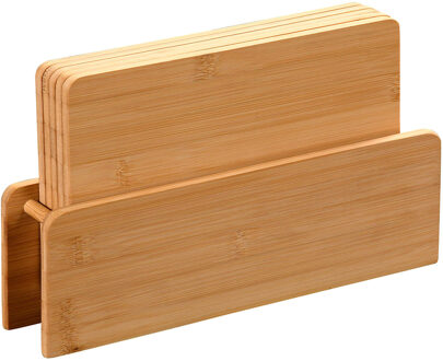 Kesper Broodplankjes met houder - set 5x stuks - bamboe hout - 24 x 15 cm