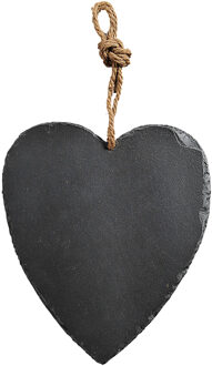 Kesper Decoratie hart 27 cm van leisteen Zwart