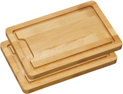 Kesper Fagus beukenhouten snijplank - 2x - 21 x 32 x 2 cm - Keuken - Dikke snijplanken van hout