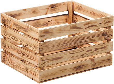 Kesper Fruitkisten opslagbox - old look - lichtbruin - hout - L46 x B36 x H28 cm