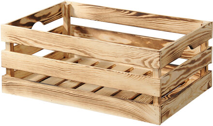 Kesper Fruitkisten opslagbox - old look - lichtbruin - hout - L58 x B39 x H24 cm