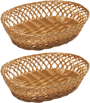 Kesper fruitmand/broodmand - 2x - ovaal - 23,5 x 31 x 8,5 cm - Tafel dekken - broodmandjes