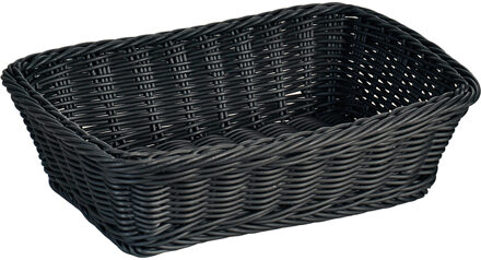 Kesper Fruitmand - broodmand - gevlochten - rechthoekig - zwart - 20 x 30 x 8,5 cm