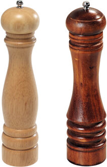 Kesper Houten peper en zoutstel 26 cm bruin/beige - Peper en zoutstel Multikleur