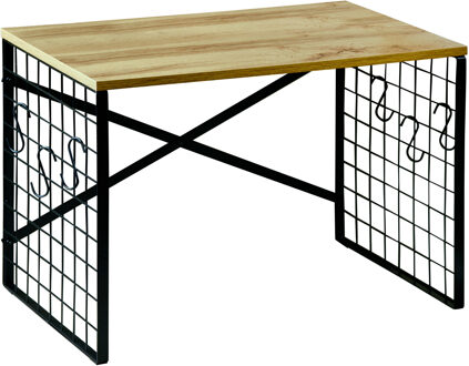 Kesper Keuken aanrecht etagiere - 1 niveau - hout/metaal - opzet rekje/organizer - 52 x 32 x 36 cm