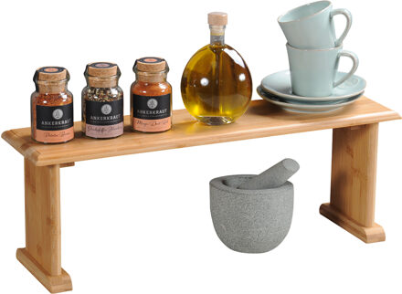 Kesper Keuken aanrecht etagiere - 2 niveaus - bamboe - rekje/organizer - 58 x 15 x 20 cm - lichtbruin